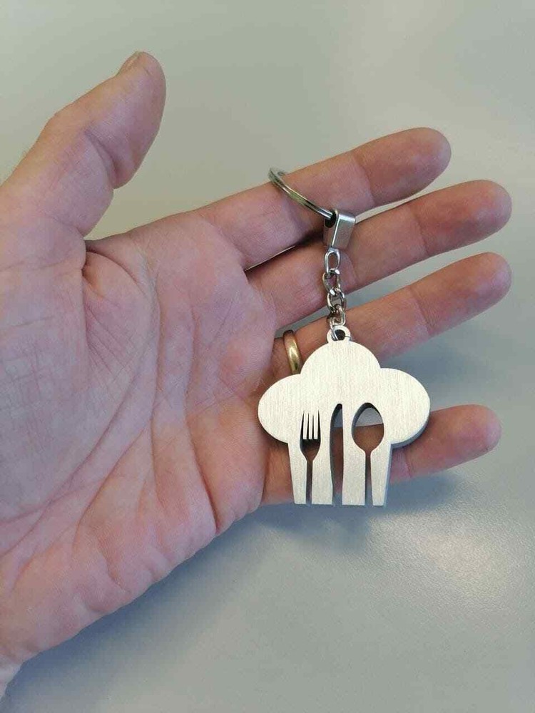 Cook hat, kitchen, restaurant, catering, aluminum keychain