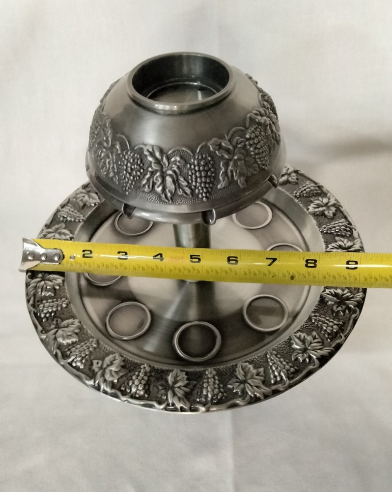 13" Tall Wine Fountain Complete With 8 Cups. Grape Design
