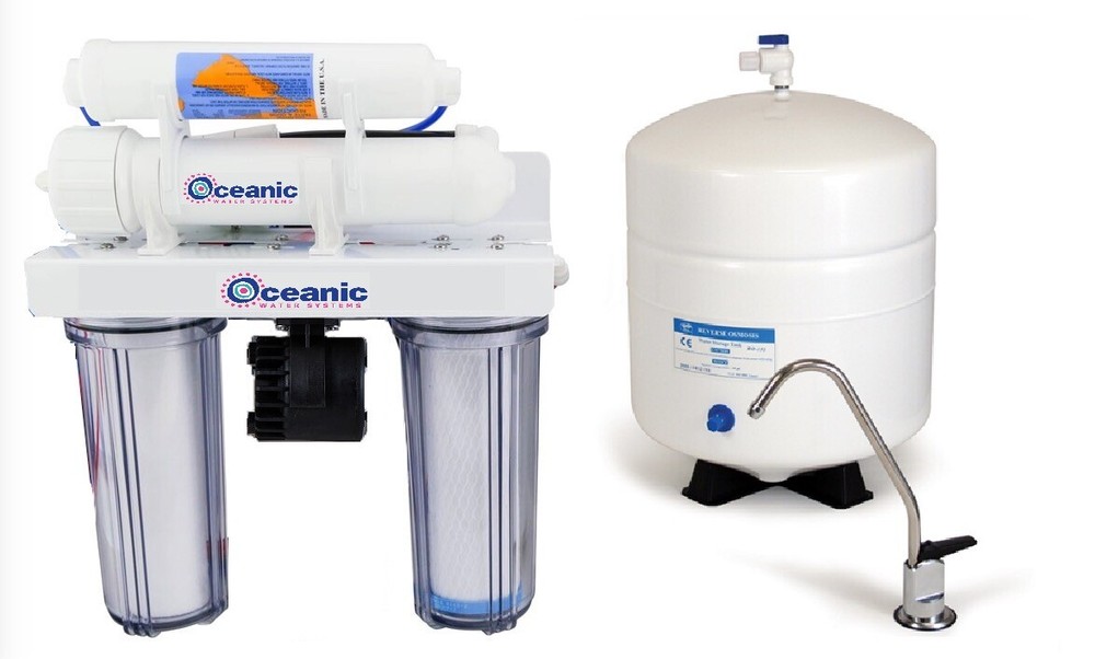 Oceanic Reverse Osmosis Drinking Water Filter System Permeate Pump 50 GPD + UV