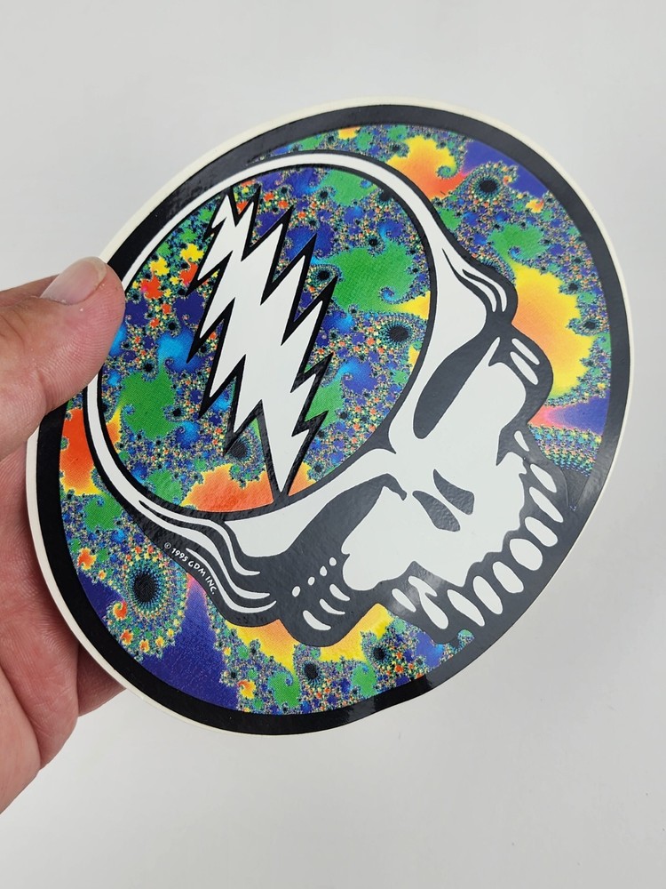 2x 1995 Grateful Dead Stickers Dead Head Skull Round & Oval 6" width