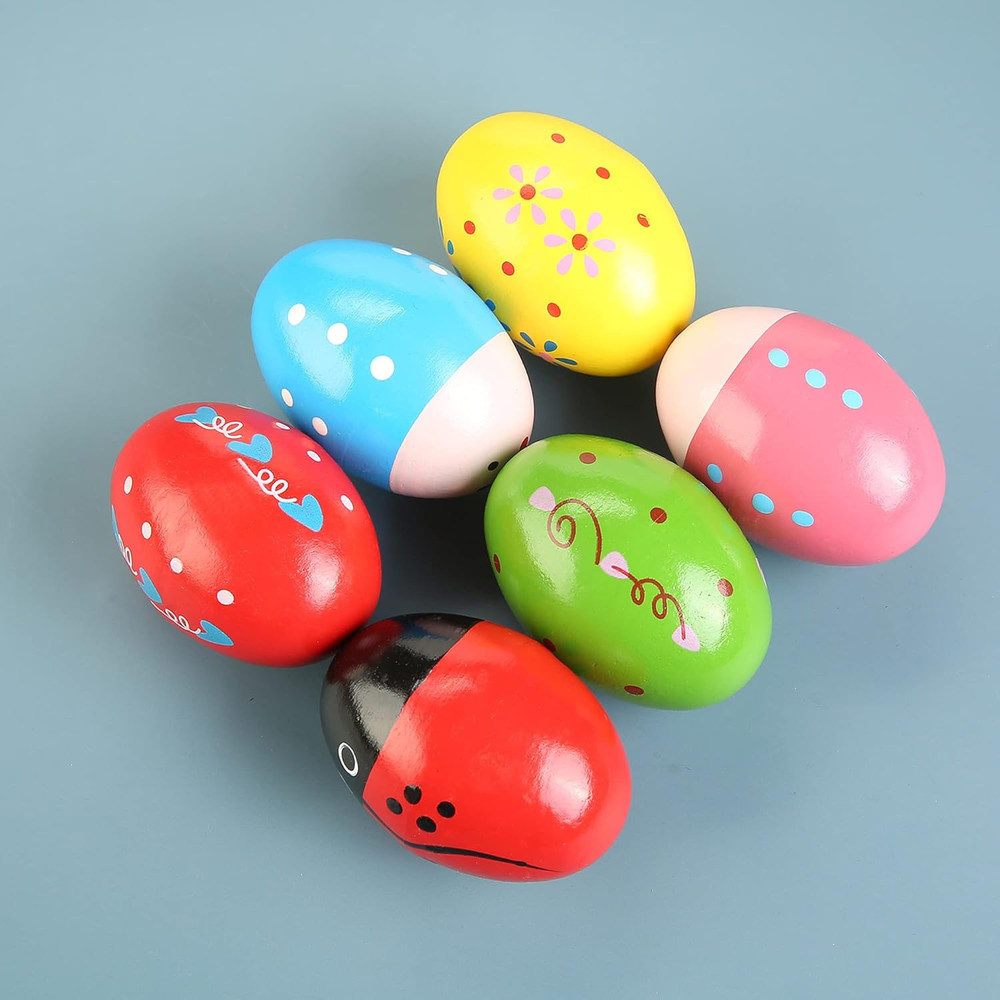 6pcs Wooden Egg Shakers Musical Percussion Instruments