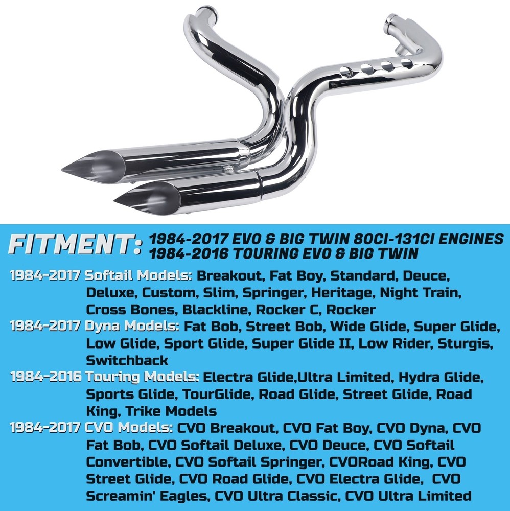 ANIT Exhaust For Harley1984-2016Forward-control Touring,1984-2017 Softail Chrome