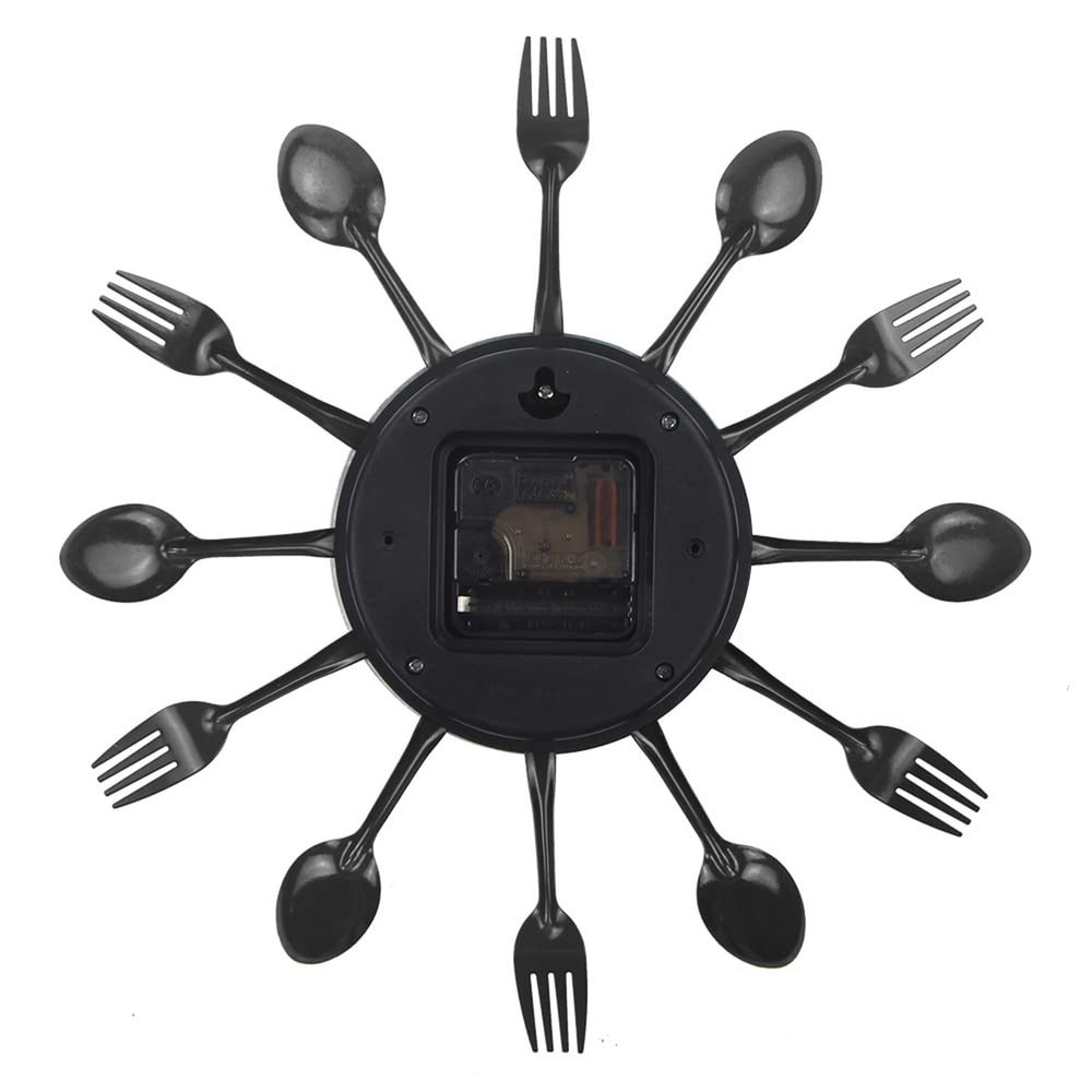 Timelike Kitchen Wall Clock, 3D Removable Modern Creative Cutlery Kitchen Spo...