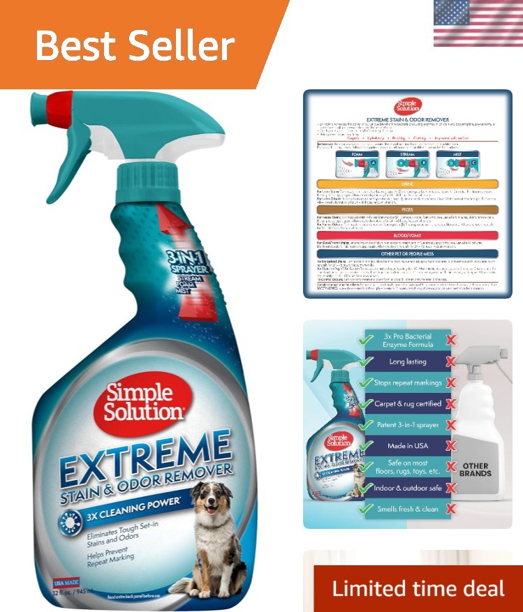 Unscented 32 Oz Pet Stain & Odor Remover Spray - Multi-Surface Enzymatic Cleaner