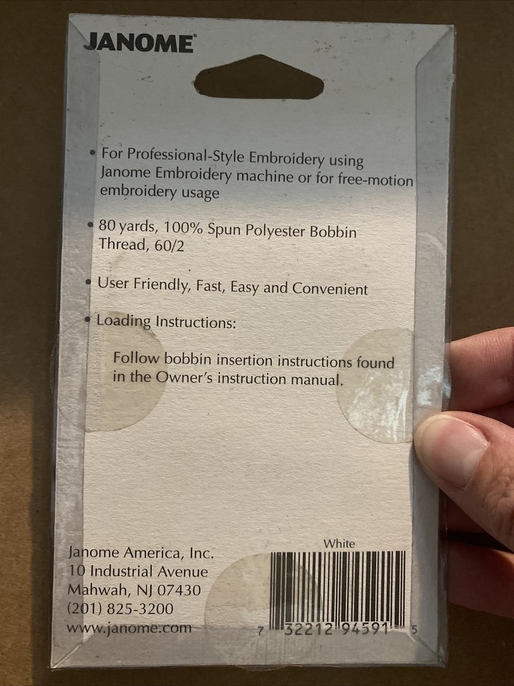 Janome Genuine 12-Pack White Pre-Wound Plastic Bobbins (SB)