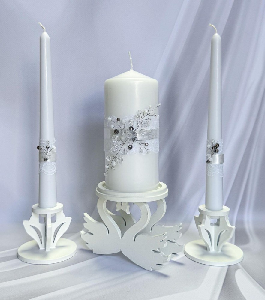 Wooden Unity Candle Holder – Solid Triple Candle Stand – Handcrafted