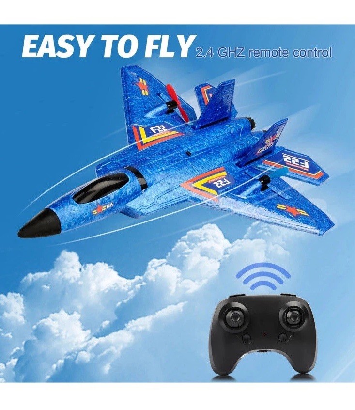 Remote Control Airplane Jet with Controller Blue