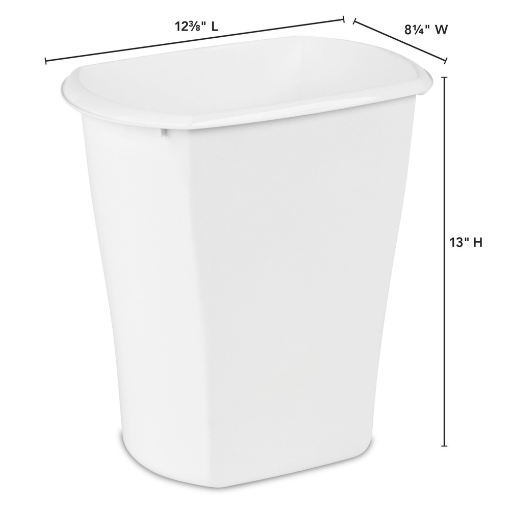 (2 pack) 3 Gallon Wastebasket, Open Plastic Trash Can, White
