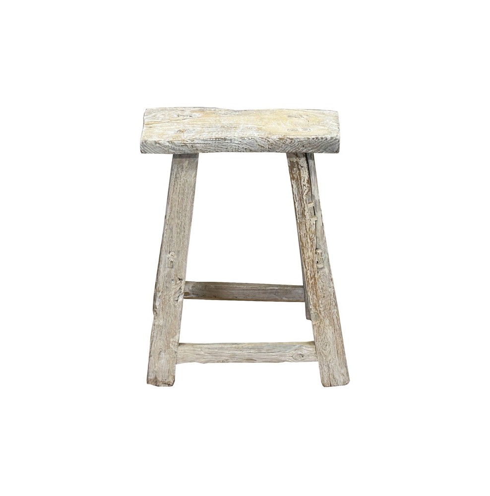 Rustic Raw Rough Wood Grain Rectangle Slim Stool Bench Side Table ws4584