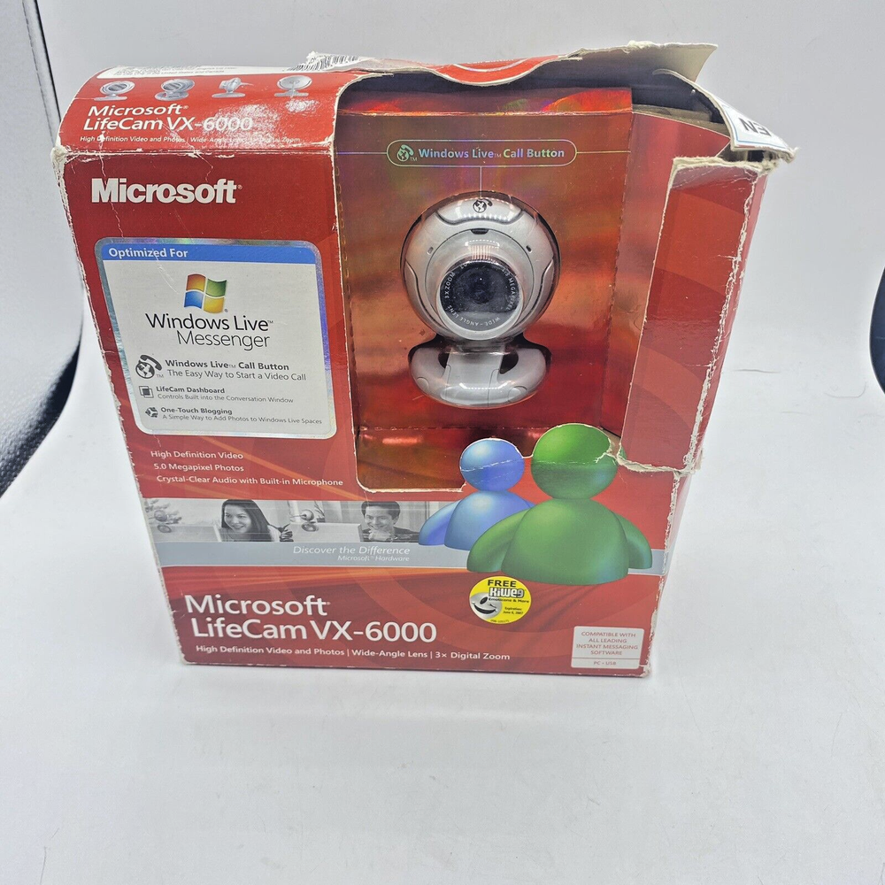 Microsoft LifeCam VX 6000 High Definition Digital Computer Camera Webcam - NEW