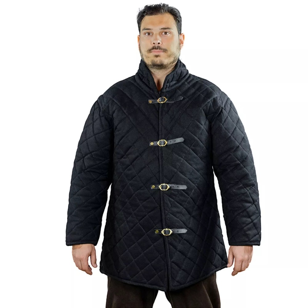 Medieval Gambeson – Renaissance Handmade Front-Buckled Canvas Cotton, Small,