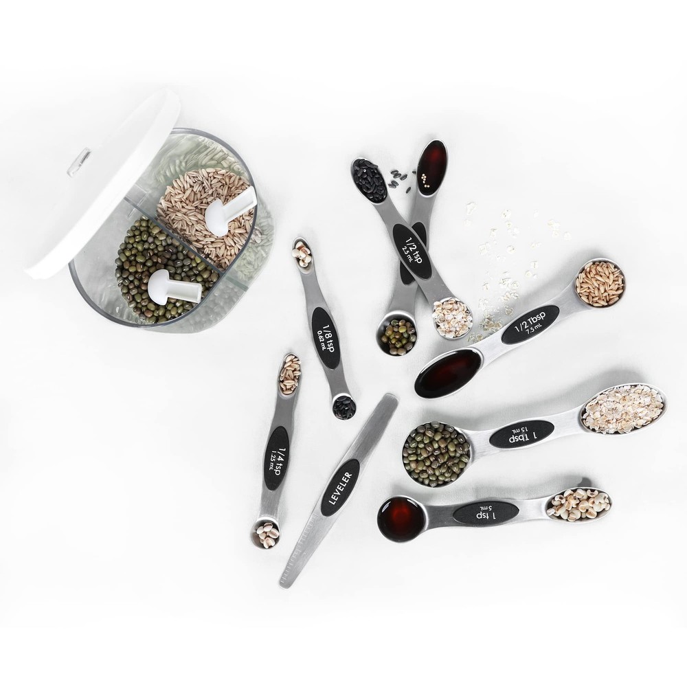 Magnetic Measuring Spoons Set with Leveler Stackable Stainless Steel Fits in