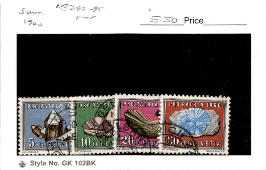 Switzerland, Postage Stamp, #B292-B295 Used, 1960 Minerals (AC)