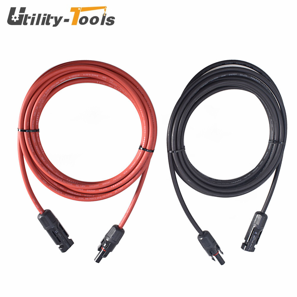 12 AWG 15 FT Black + Red High Quality Solar Panel Extension Cable Wire Connector