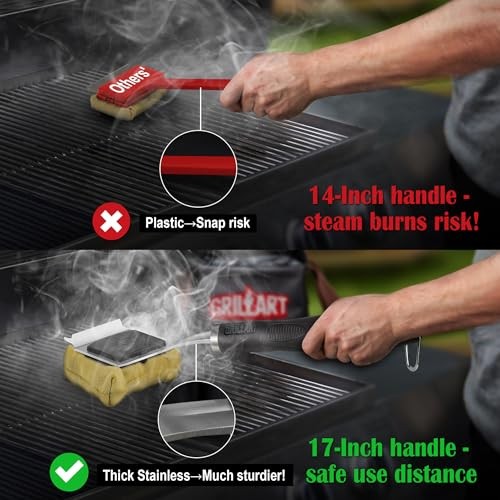 Grill Brush Bristle Free Safe Steam Cleaning Tool, Replaceable Head for Black