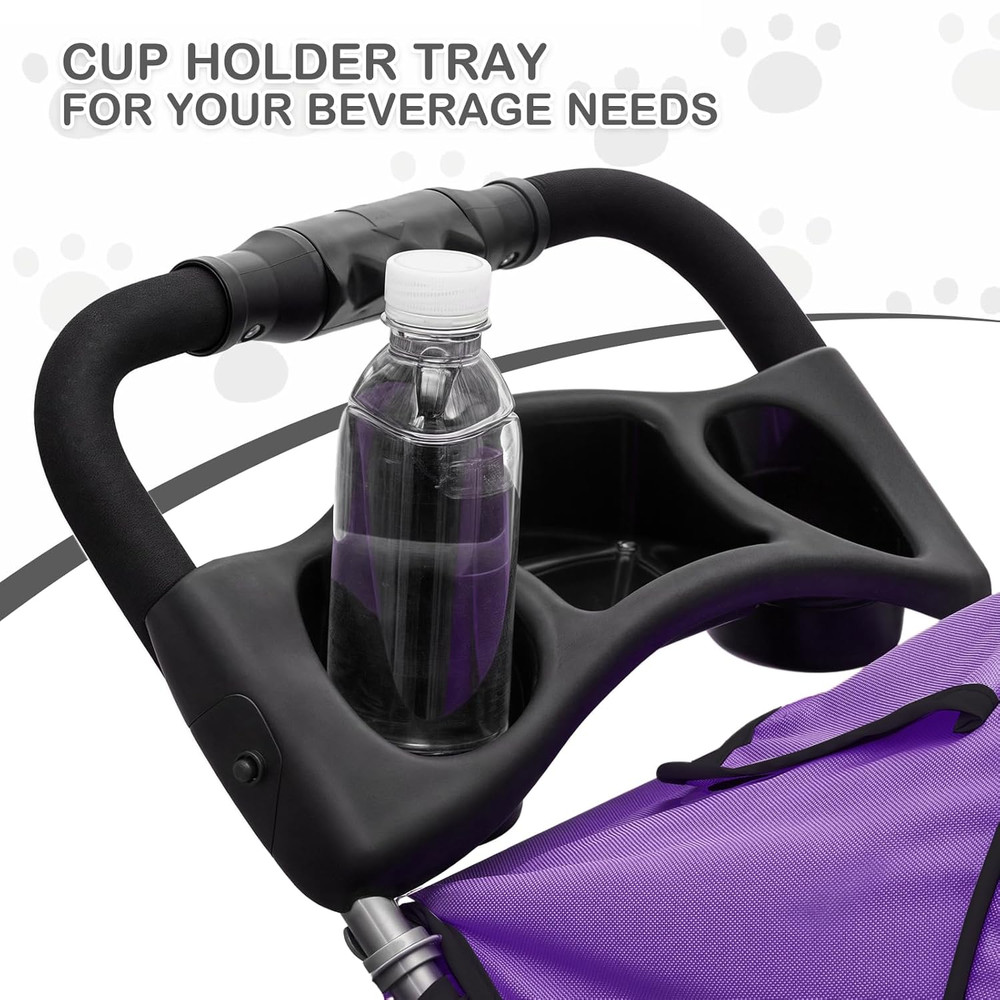 3 Wheels Pet Dog Cat Stroller for Small Medium Dogs Cats, Lightweight Foldable J