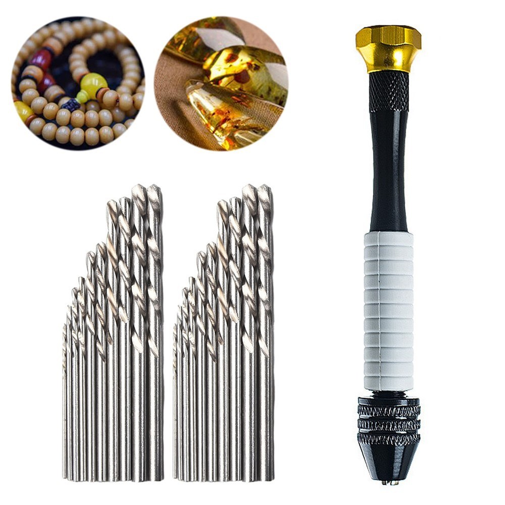 Hand Drill Kit with 20 Bits for Jewelry Model Electronic Assembly and More
