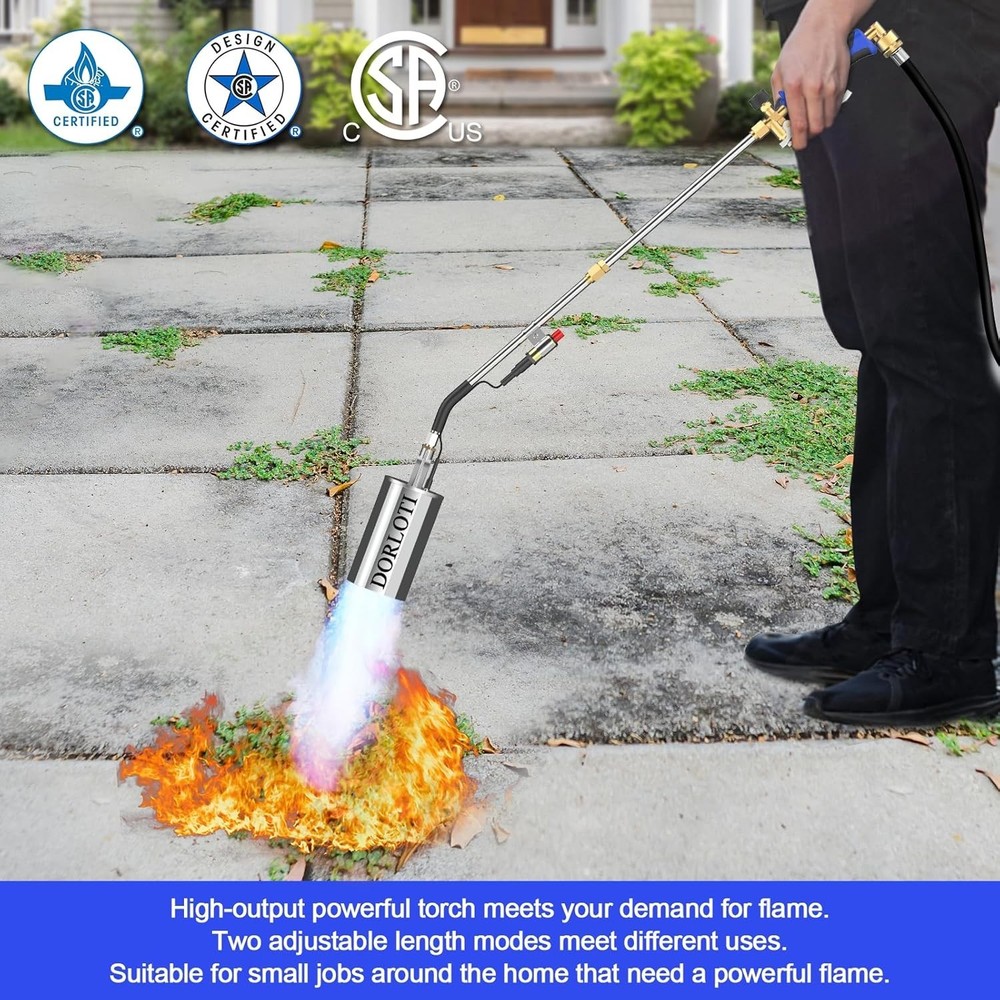 Propane Torch Weed Burner Kit, High Output with Long/Short Mode & Storage Bag...