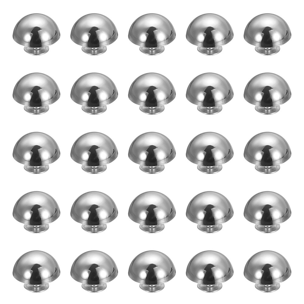 25 Pcs Round Studs Rivets, 15mm Metal Decoration Screw Back Studs, Silver
