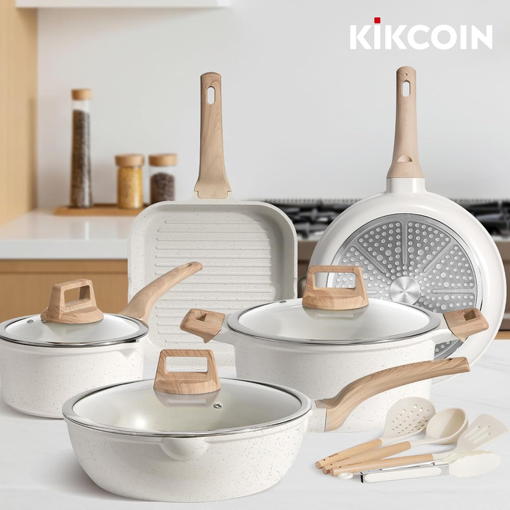 16-Piece Nonstick Ceramic Cookware Set - Healthy Induction Kitchen Set