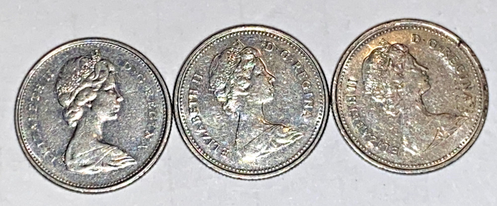 1976 1982 1984 Canada Twenty Five Cents Quarter