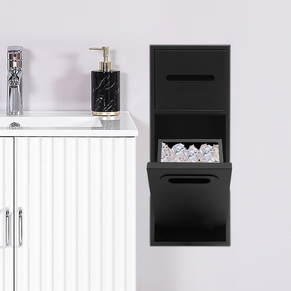 Rectangle Hidden Bathroom Trash Can Cabinet - Modern Space-Saving Design