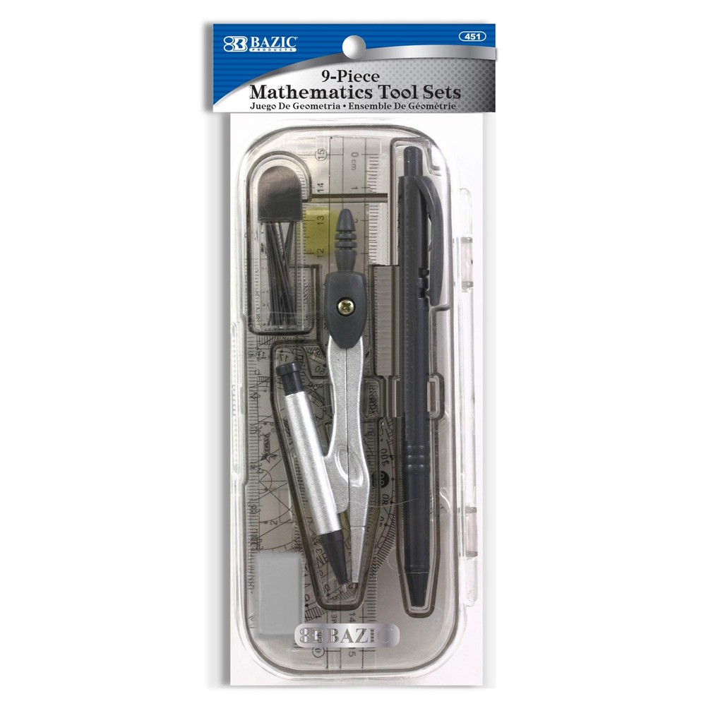 BAZIC Math Tool Set, 8 Pieces (451)