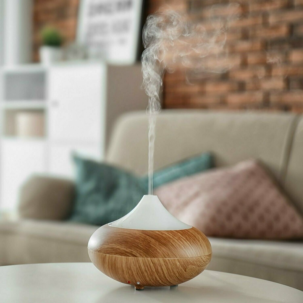 Essential Oil Aromatherapy Diffuser and Humidifier w/ Soft Light - Oak, Small
