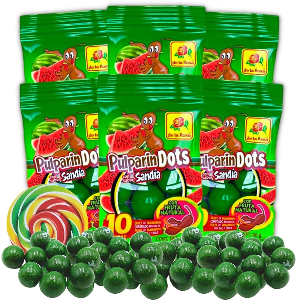 Pulparindo 60 Pcs Bite Size Hard Shell Balls Watermelon Tamarind Mexican Candy