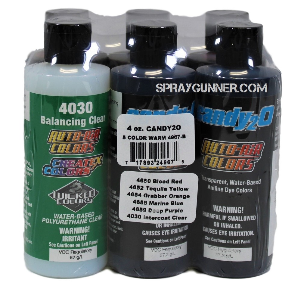 Createx candy2o Warm Set 4oz. (4967-B) custom paints