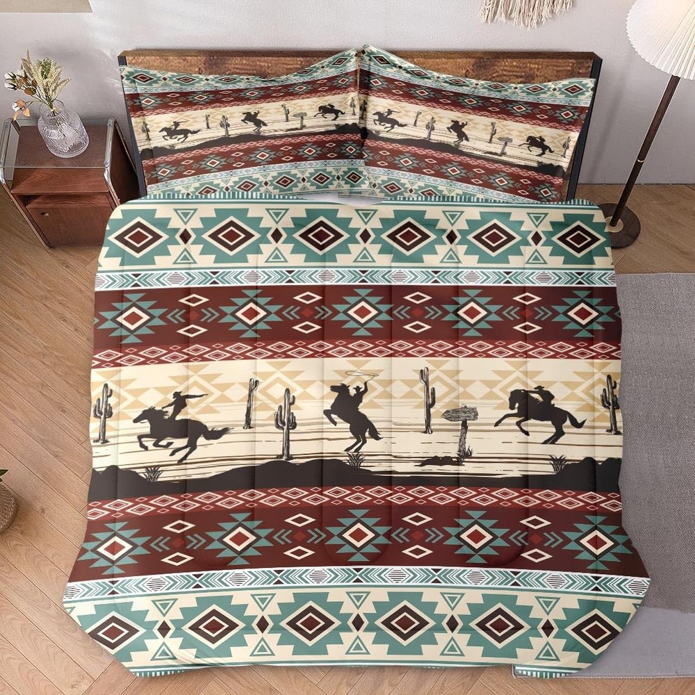 WeCozy Full Size Comforter Set with 2 Pillowcases, Tribal Full, Multi 12