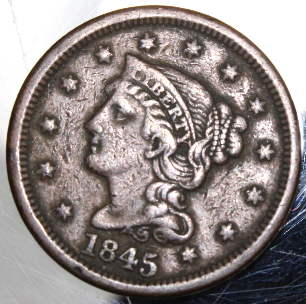 1845 Braided Hair Large Cent - Nice Fine !!