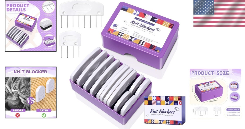 Knit Blocking Pins Kit Crochet Blocking Pins for Knitting Projects 20pcs