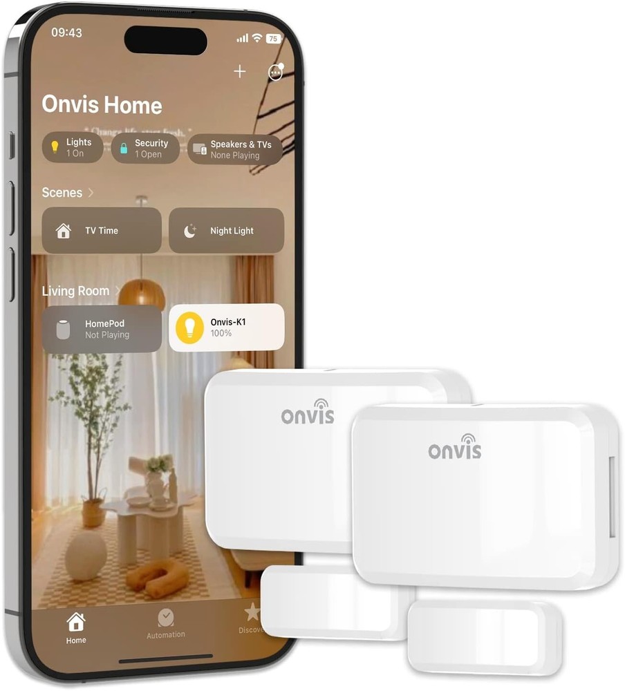Onvis Thread-Enabled Door/Window Wireless Alarm Smart Sensor Apple Home 2 Pack