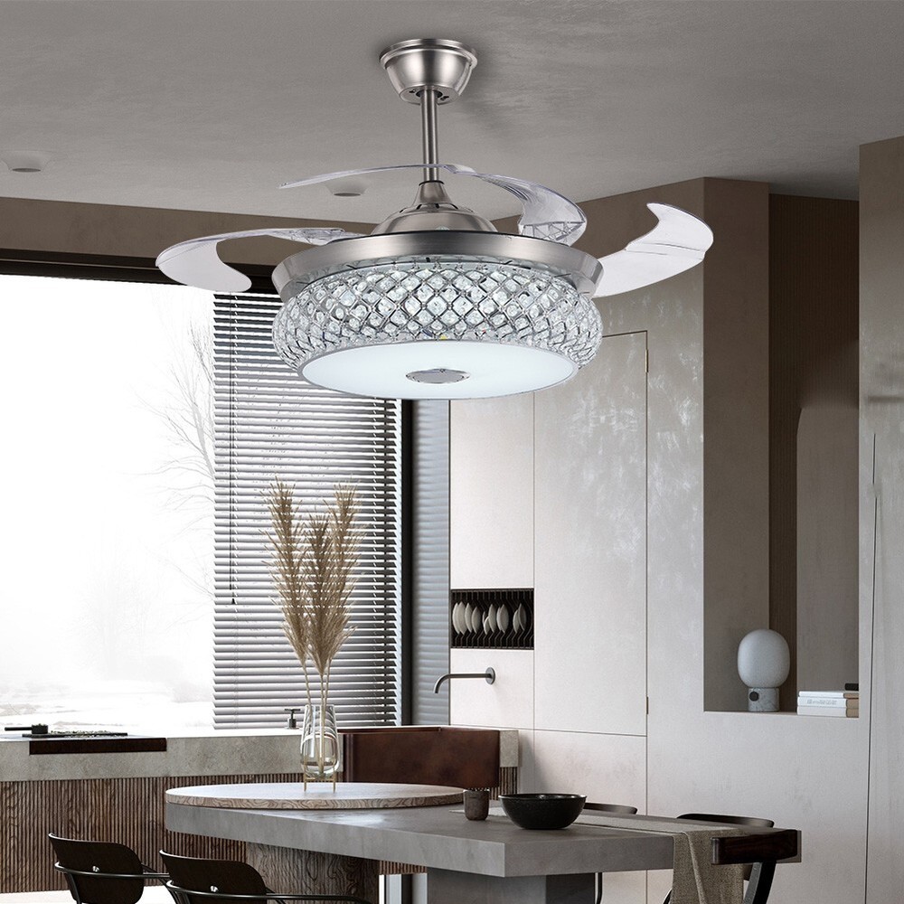 42" Silver Colorful Bluetooth Invisible Fan Light with Remote Control