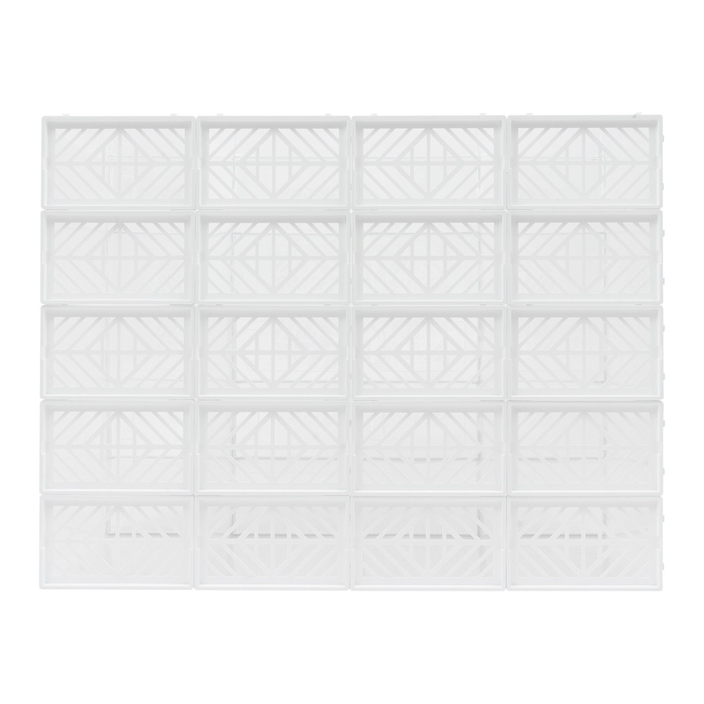 20 Pack White Plastic Shoe Boxes With Lids Stackable Storage Containers Organize