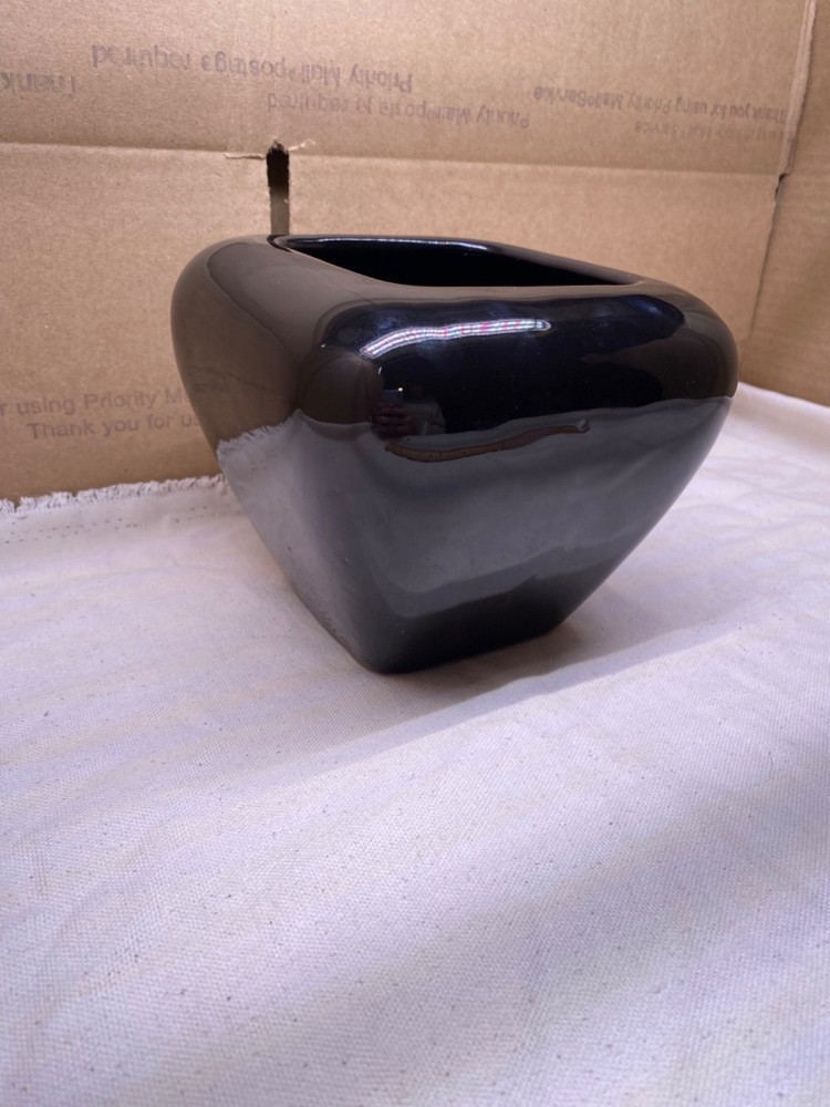 Vintage Haeger Square MCM Black Glossy Ceramic Planter pot ceramic