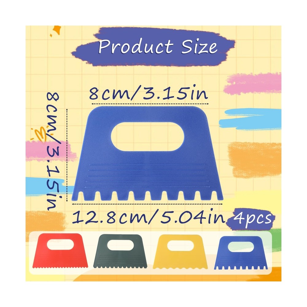 4 Pack Texture Tools for Plaster Plastic Paint Scraper Tool Art Paint Scraper...