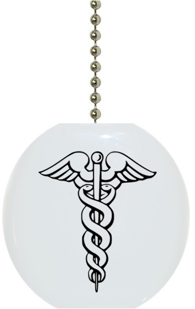 Caduceus Medical Symbol CERAMIC Ceiling Fan Light Lamp Pull