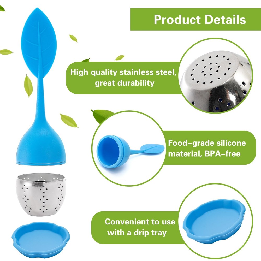 7 Pack Silicone Tea Infuser, Cute Loose Leaf Tea Steeper, Fine Mesh Tea Strai...