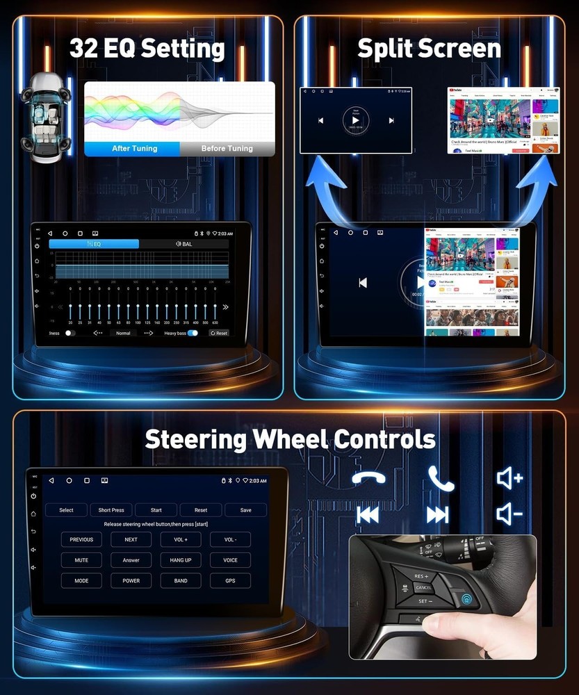 Multifunctional Car Radio for VW Models - 10.1" Touchscreen & Wireless Tech