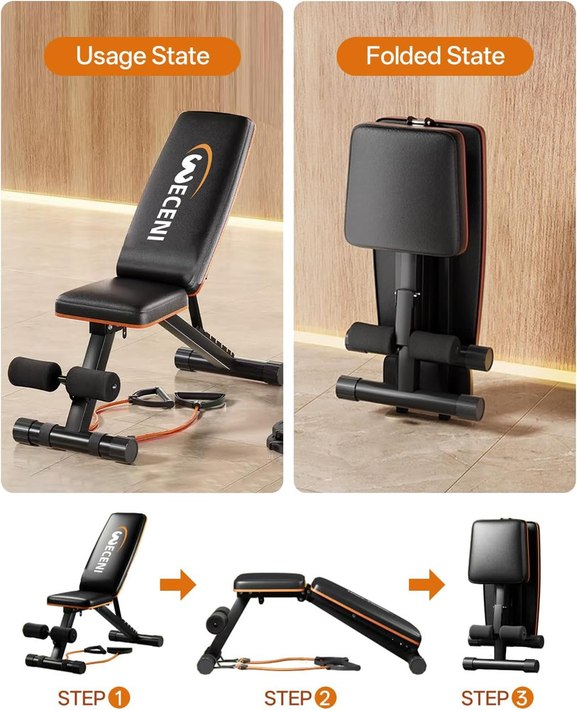 Adjustable Weight Bench,Adjustable Weight Bench, Multi-Functional Foldable Worko