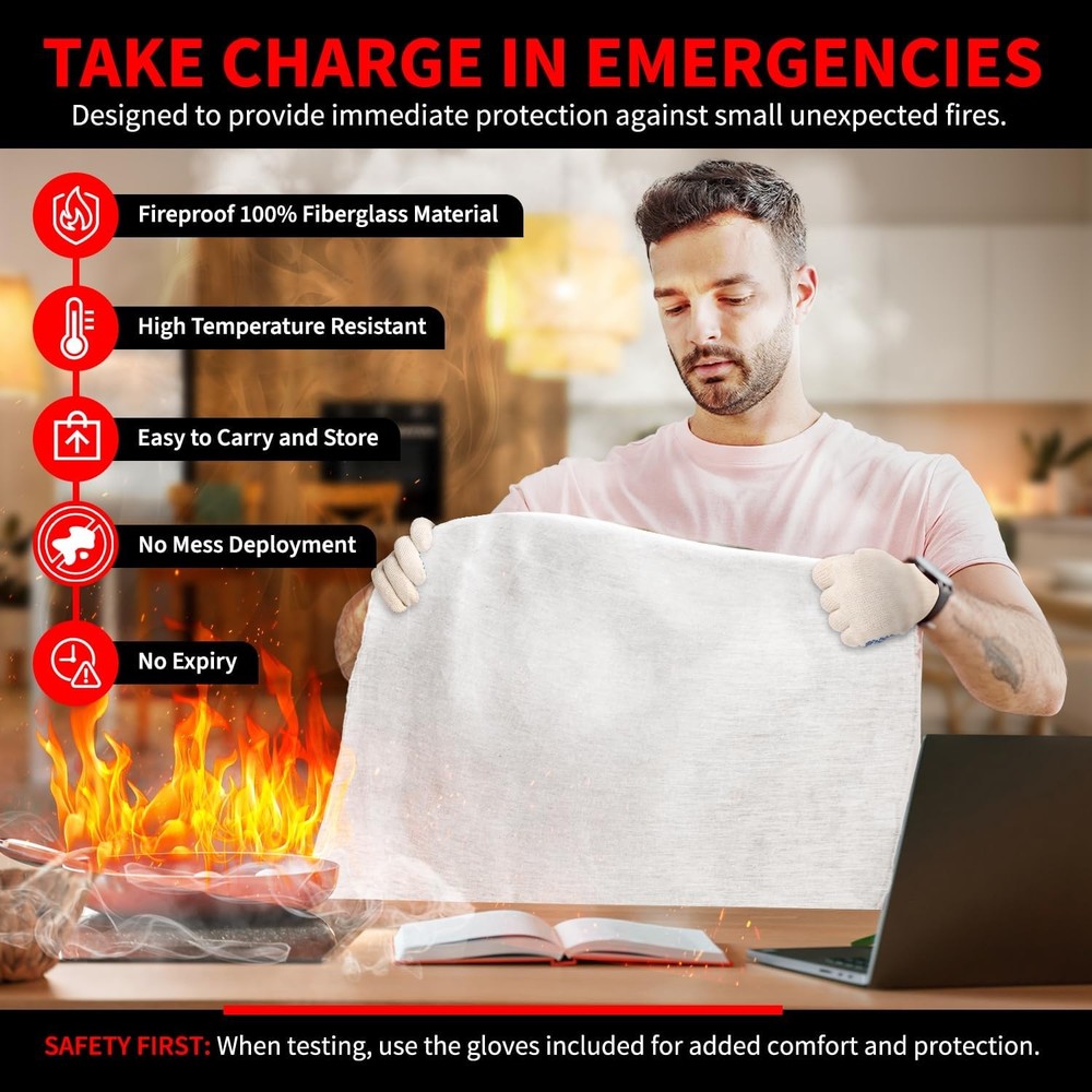 Protect Life Saving Fire Blanket (Pack of 1), 1)