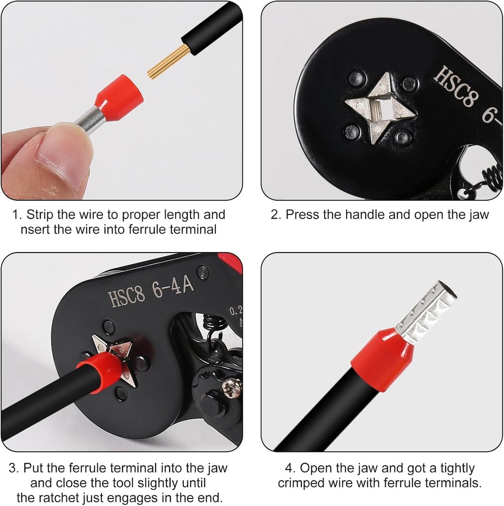 Ferrule Crimping Tool Cable Wire Electrical Crimper Pliers w/ 1200pcs Terminals