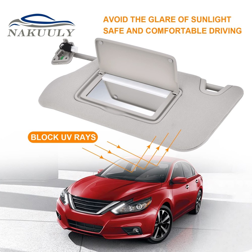 Nakuuly Left Driver Side Sun Visor Gray with Light, Side,