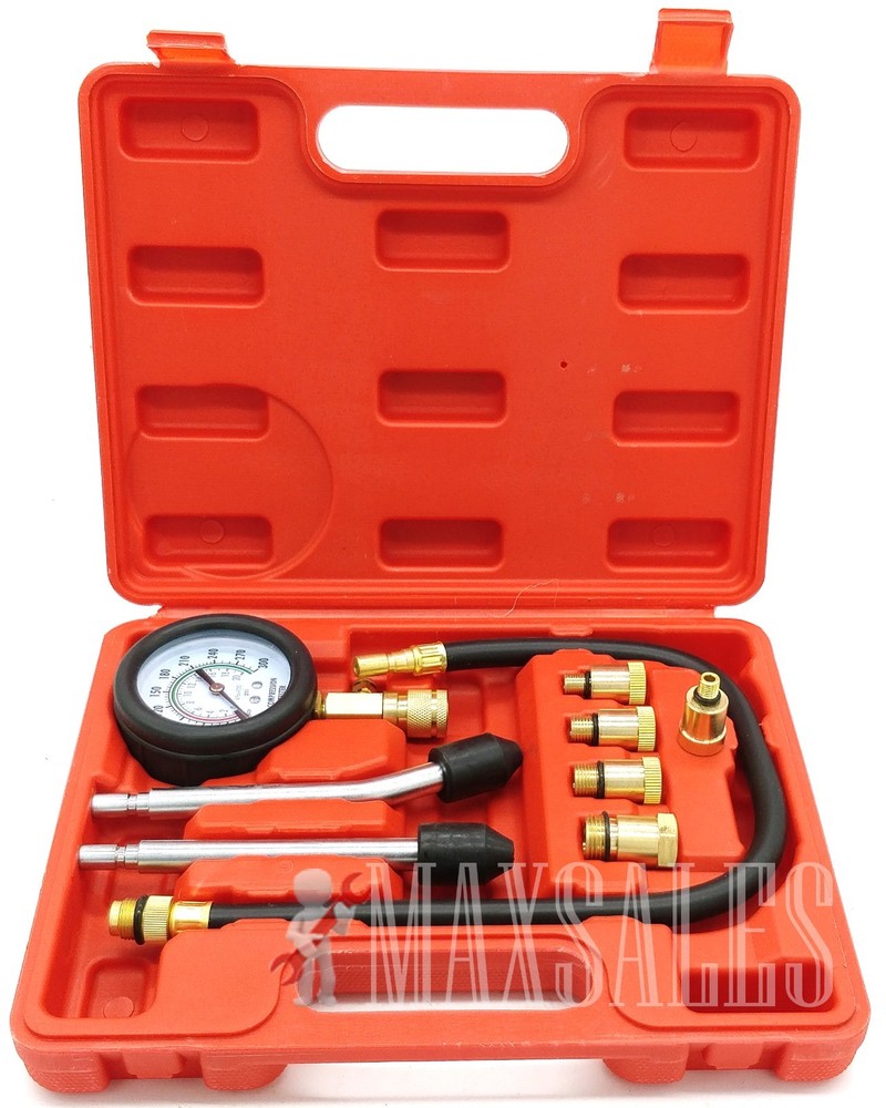 NEW 9Pc Spark Plug Cylinder Compression Tester Test Kit Professional Gas Engine