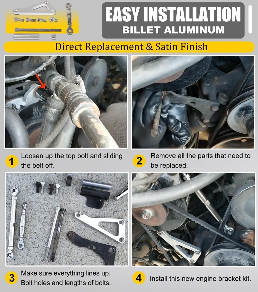 Billet Alternator Bracket Adjustable Kit for Chevy SBC