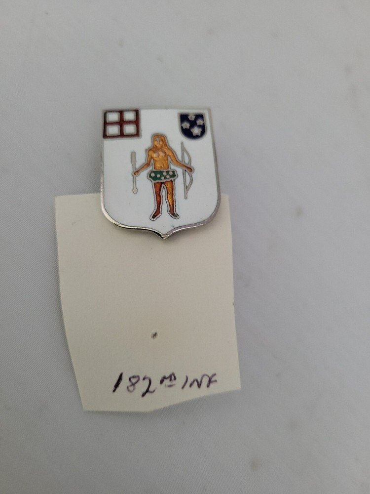 US ARMY 182ND INFANTRY, DUI UNIT CREST, CLUTCH BACK, ORIGINAL