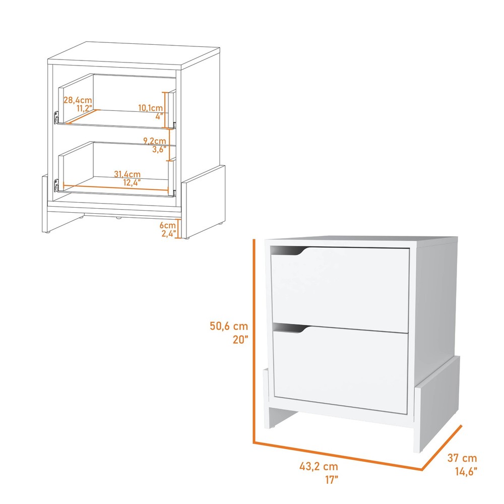 Lovell Nightstand with Sturdy Base and 2-Drawers