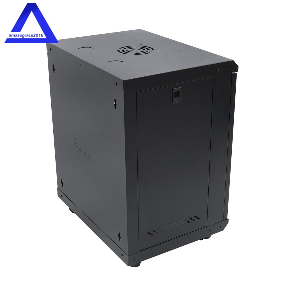 12U Wall Mount Server Cabinet Network Rack Vented Enclosure Lock Door 15.5''Deep